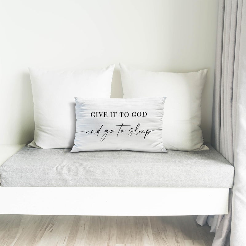 Knibeo Give It to God and Go to Sleep, Decorative Pillows Covers for Bed, Throw Pillows Cover for Bed,12x20 Pillow Cover,Decorative Bed Pillows for Bedroom Room(12x20, White) - Image 5