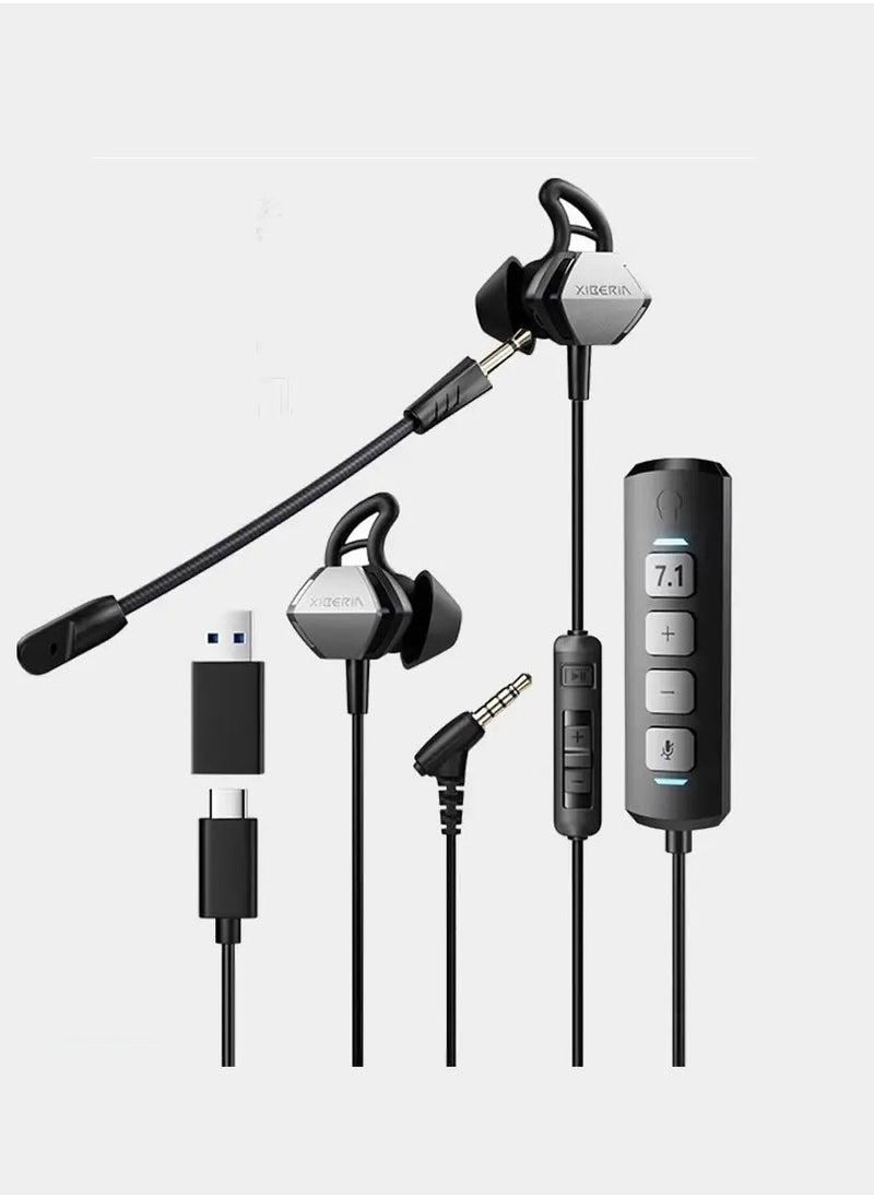 Xiberia - Xiberia MG-2S Wired Gaming Headset In-Ear for PC, Mobile, iPad 7.1 Surround Built-in Sound Card for Enhanced Performance Designed to Reduce Noise During Gaming Built-in 1.20cm Microphone - Image 1