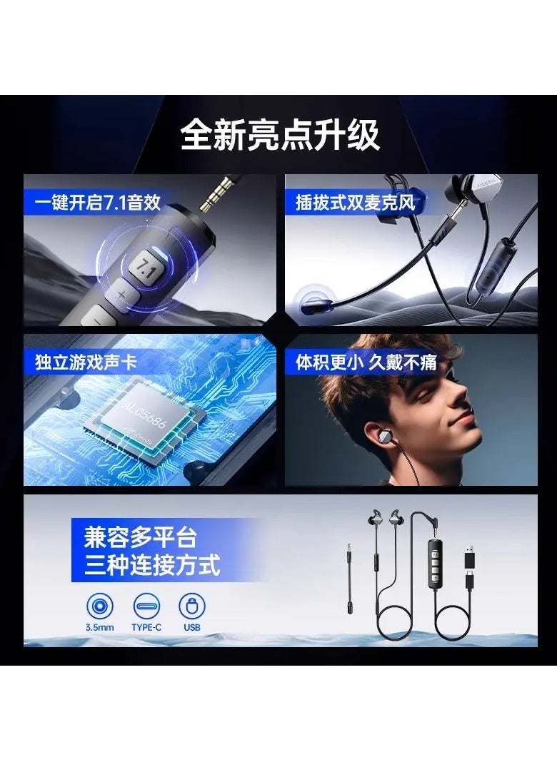 Xiberia - Xiberia MG-2S Wired Gaming Headset In-Ear for PC, Mobile, iPad 7.1 Surround Built-in Sound Card for Enhanced Performance Designed to Reduce Noise During Gaming Built-in 1.20cm Microphone - Image 1