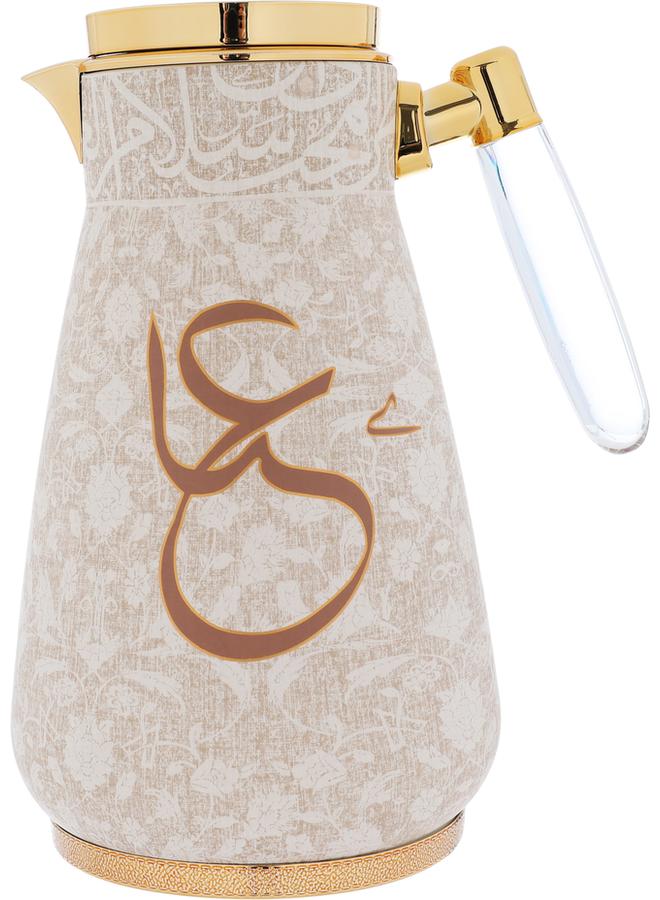 Alsaif Alia Steel Thermos Set 0.75/1L 2 Pieces Beige Golden - Image 5