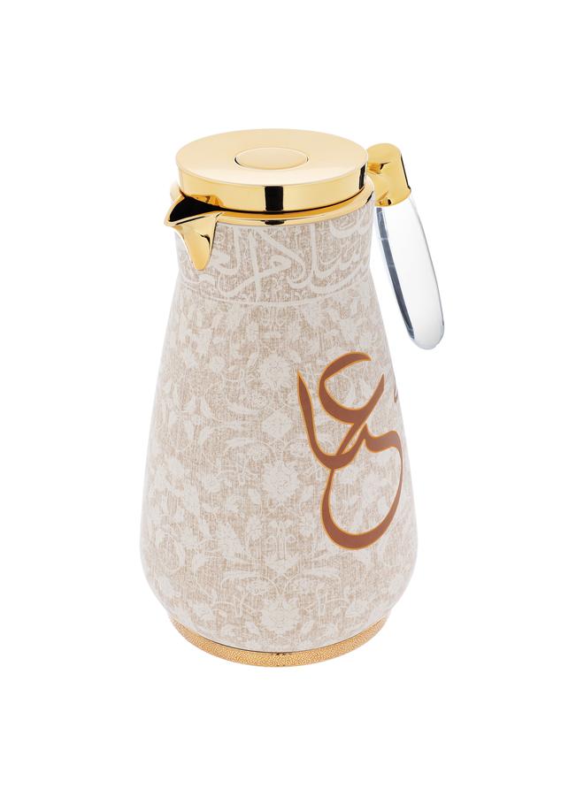 Alsaif Alia Steel Thermos Set 0.75/1L 2 Pieces Beige Golden - Image 4
