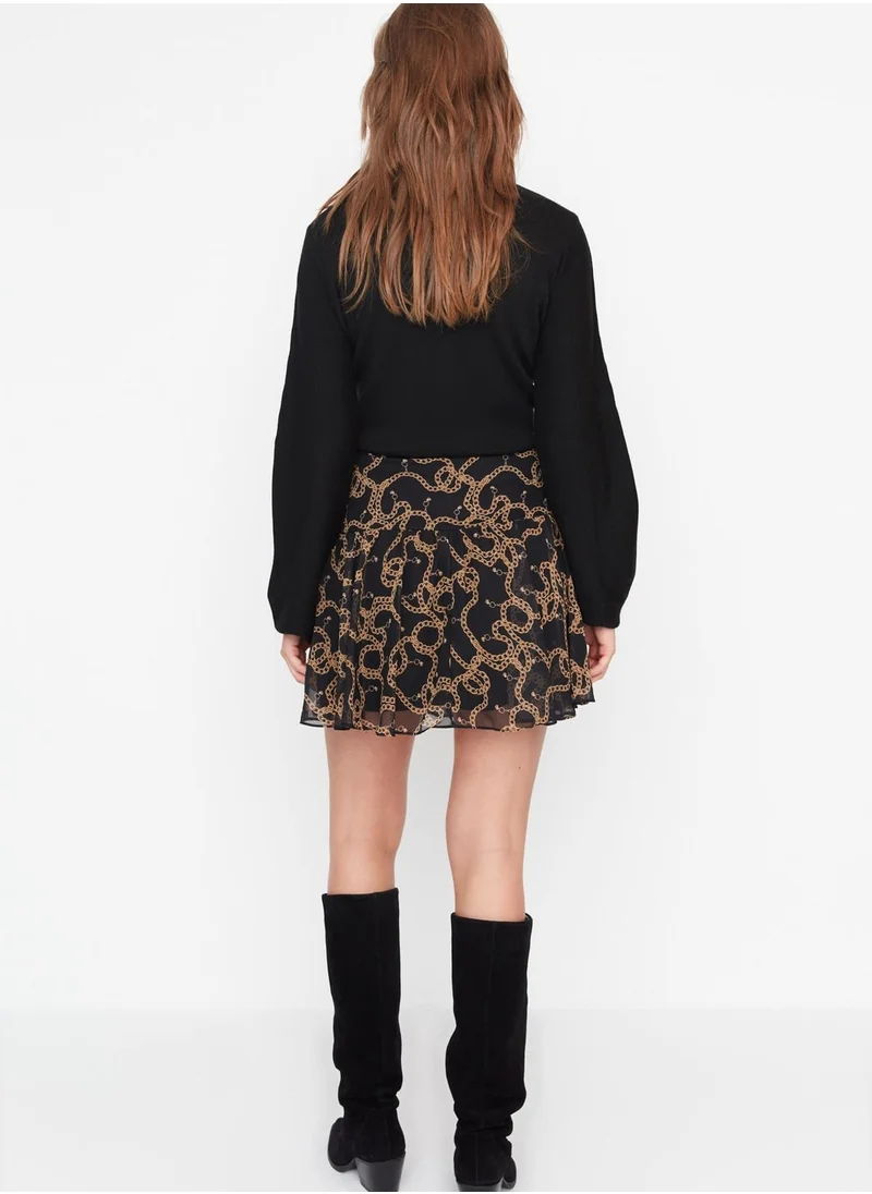 trendyol Printed Mesh High Waist Skirt