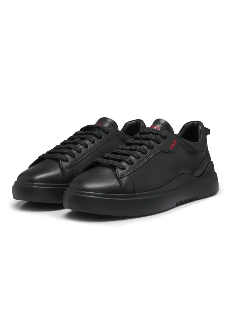 HUGO Leather trainers with red logo detail