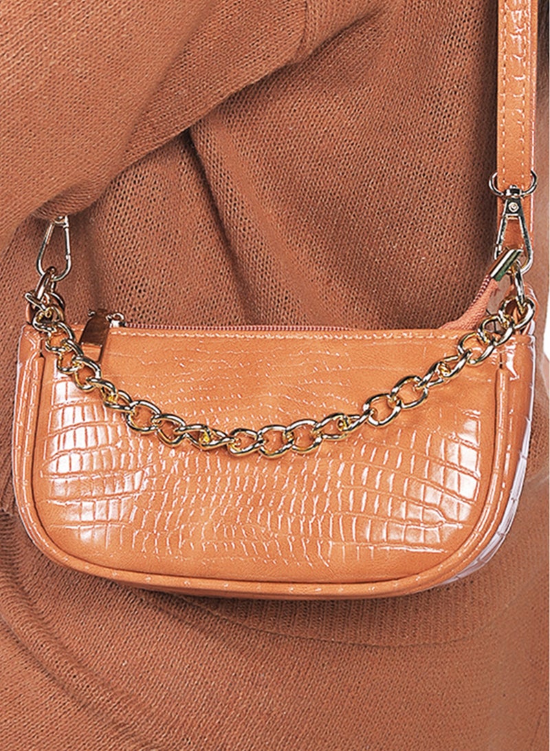 لندن راج حقيبة كروس جلد تمساح برتقالي - Image 3