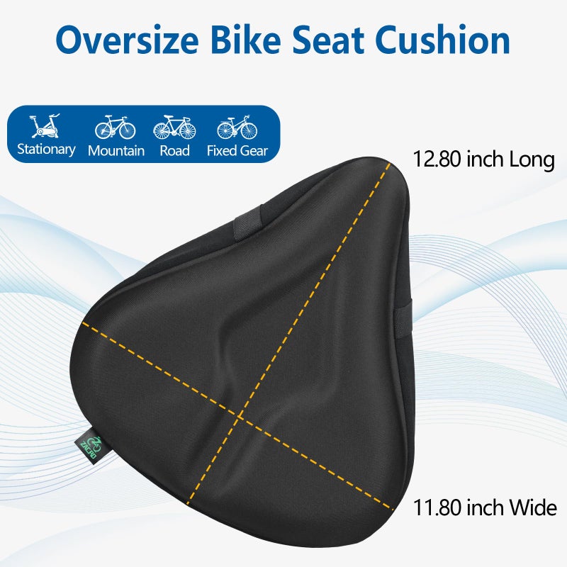 Zacro Bike Seat Cushion - Gel Padded Bike Seat Cover Waterproof for Men Women Comfort, Adjustable Velco Secure Bicycle Cushion, Dustproof/Sweatproof/Washable Fit with Peloton, Indoor& Outdoor - Image 2