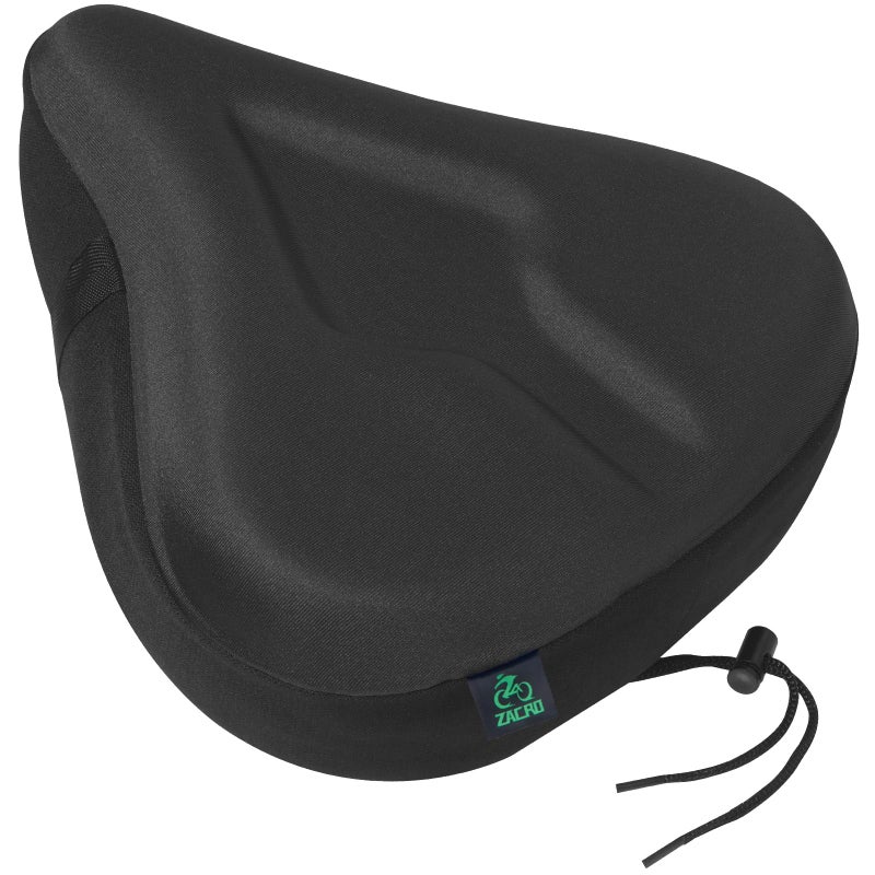 Zacro Bike Seat Cushion - Gel Padded Bike Seat Cover Waterproof for Men Women Comfort, Adjustable Velco Secure Bicycle Cushion, Dustproof/Sweatproof/Washable Fit with Peloton, Indoor& Outdoor - Image 1