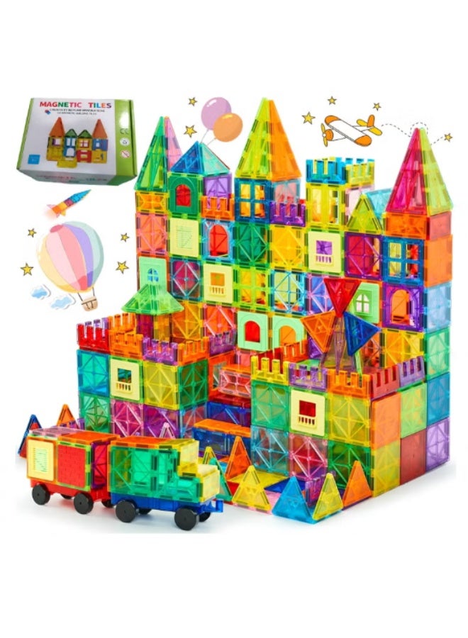 108 PCS Magnetic Tiles Building Blocks Set, STEM Montessori Learning Toys, Educational Creative Construction Kit for Kids Toddlers Boys Girls Ages 3+