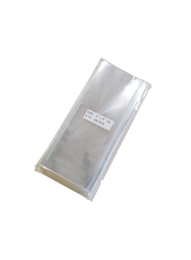 UNIQUEPACKING 100 Pcs 3X8 (O) Clear Flat Cello Cellophane Bags Good For Bakery Cake Cookie Candies