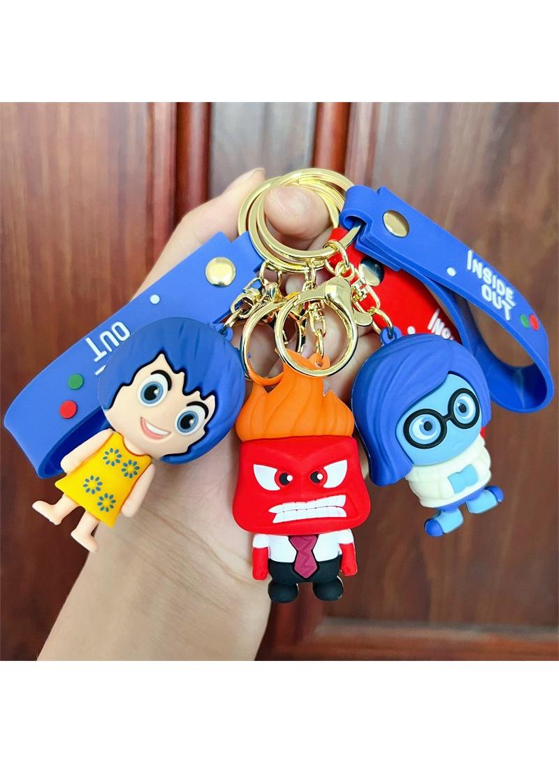 Bluejw Cute  Anime Inside Out 2 Keychain Toy for Game Fans Kids Birthday Gift 3Pcs - Image 1