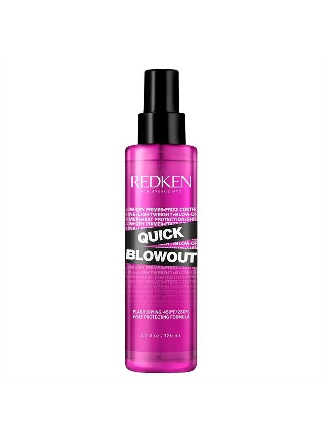 Redken Quick Blowout Heat Protection Spray | Blow Dry Primer Reduces Styling Time | Smooths & Adds Shine | Lightweight Blowdry Spray and Heat Protectant | For All Hair Types | 4.2 fl. oz. - Image 1