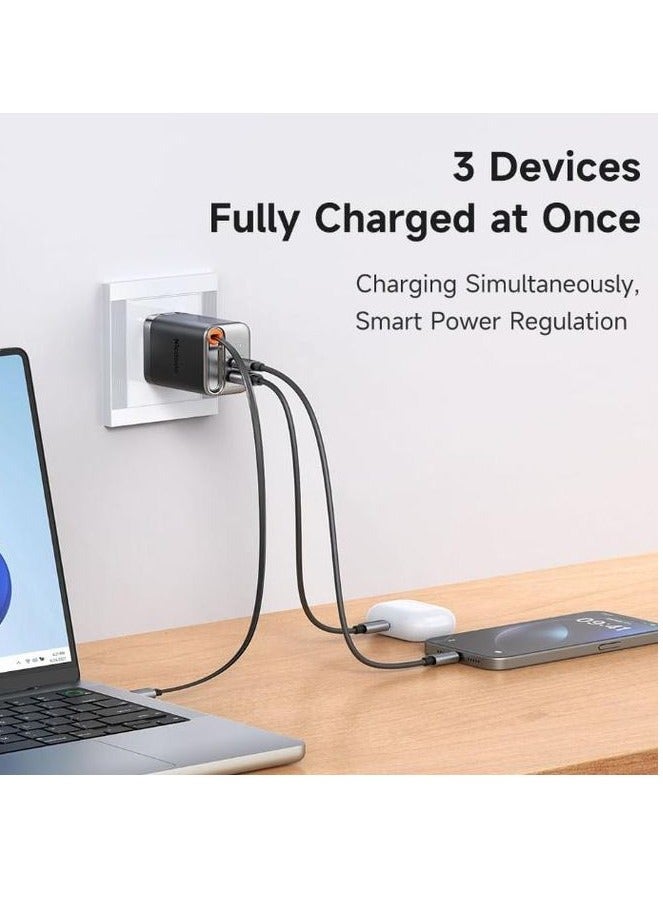 مكدودو CH-4100 - شاحن FreeGo GaN سريع الشحن بقوة 67 واط 2 في 1 - مع كابل مدمج قابل للسحب - مع شاشة LED تعرض حالة الطاقة في الوقت الفعلي - أسود - Image 4