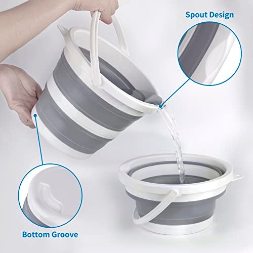 Craftend Collapsible Bucket 5L 1.3Gallon Small Cleaning Bucket Mop Buckets for Household Outdoor Car Washing Tub Plastic Foldable Portable Camping Beach Sand Water Pot Pail Space Saving Round - Image 4