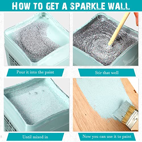 Kigeli 500g Glitter Paint Additive Silver Holographic Glitter Paint Additive Silver Holographic Metallic Sparkling Powder Mix with Acrylic for Interior Exterior Wall Ceiling Wood(Silver Holographic) - Image 5