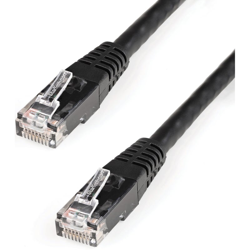 StarTech.com 1ft CAT6 Ethernet Cable - Black CAT 6 Gigabit Ethernet Wire -650MHz 100W PoE++ RJ45 UTP Molded Category 6 Network/Patch Cord w/Strain Relief/Fluke Tested UL/TIA Certified (C6PATCH1BK) - Image 2