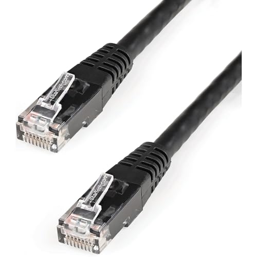 StarTech.com 1ft CAT6 Ethernet Cable - Black CAT 6 Gigabit Ethernet Wire -650MHz 100W PoE++ RJ45 UTP Molded Category 6 Network/Patch Cord w/Strain Relief/Fluke Tested UL/TIA Certified (C6PATCH1BK) - Image 1