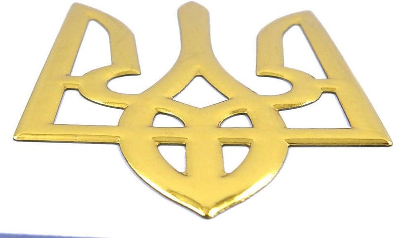 Car Chrome Decals Ukrainian Trident Gold Finish Emblem Sticker - Image 2