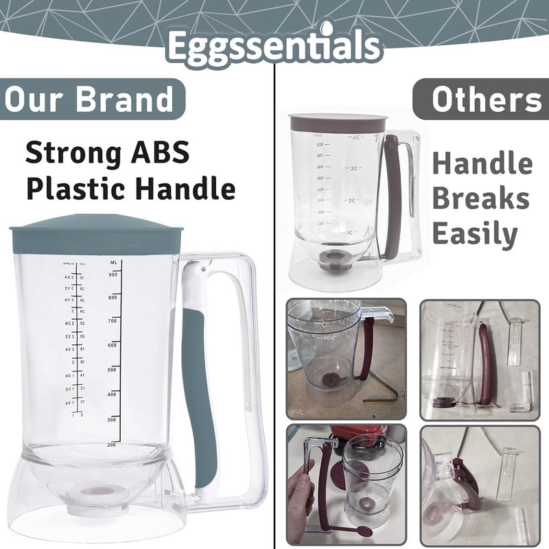 Eggssentials Pancake Dispenser – Easy Control Cake Mix Dispenser for Baking – Drip-Free Muffin & Cupcake Batter Dispenser with Handle – Great for Griddle Pancakes - Grey Color - Image 4