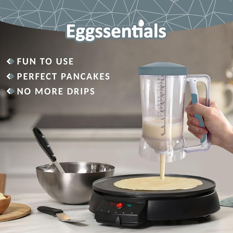Eggssentials Pancake Dispenser – Easy Control Cake Mix Dispenser for Baking – Drip-Free Muffin & Cupcake Batter Dispenser with Handle – Great for Griddle Pancakes - Grey Color - Image 5
