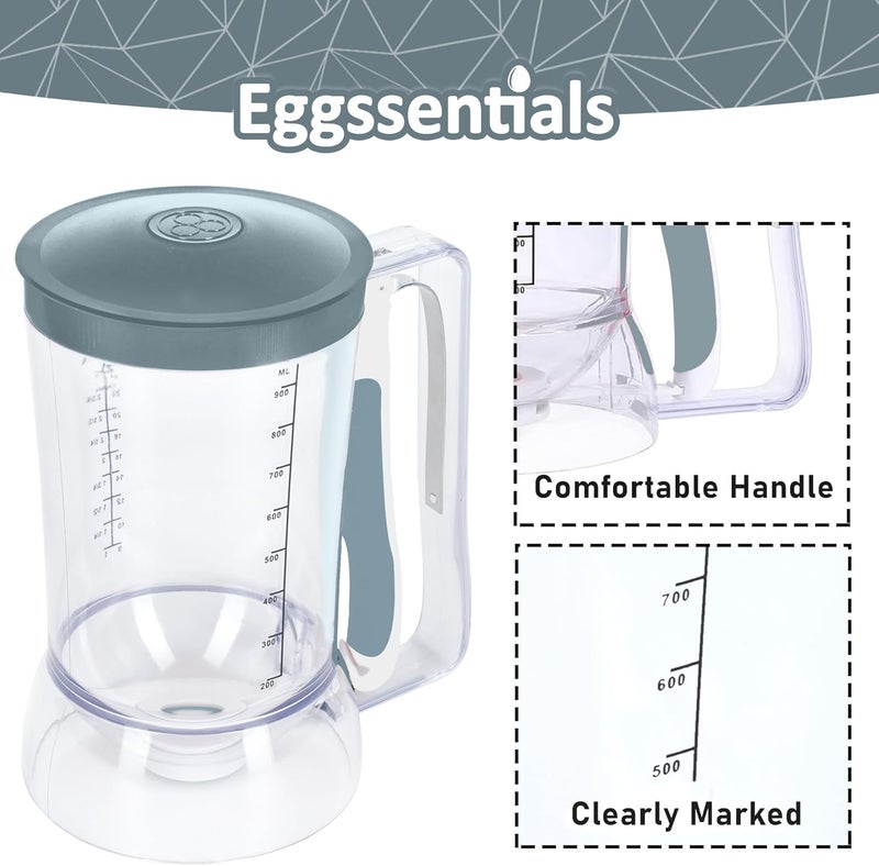 Eggssentials Pancake Dispenser – Easy Control Cake Mix Dispenser for Baking – Drip-Free Muffin & Cupcake Batter Dispenser with Handle – Great for Griddle Pancakes - Grey Color - Image 3