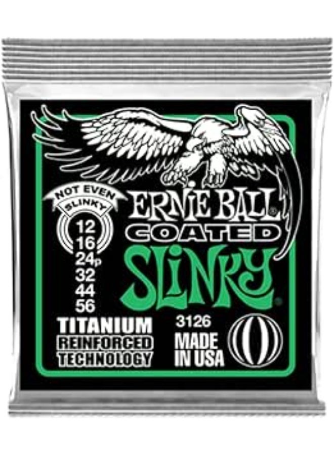أوتار جيتار كهربائي من Ernie Ball، مطلية بالتيتانيوم RPS، مقاس 12-56، بتصميم Not Even Slinky