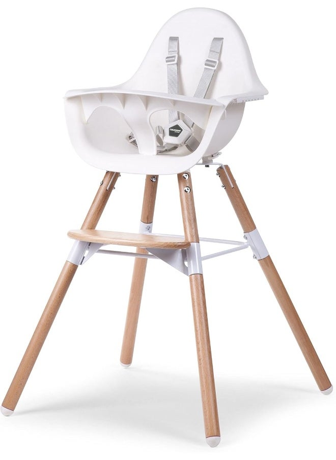 CHILDHOME Evolu 2 Chair 2-In-1 + Bumper – Natural White, Adjustable Highchair, Convertible To Toddler Chair, Safe And Stylish, Easy To Clean  - Image 1