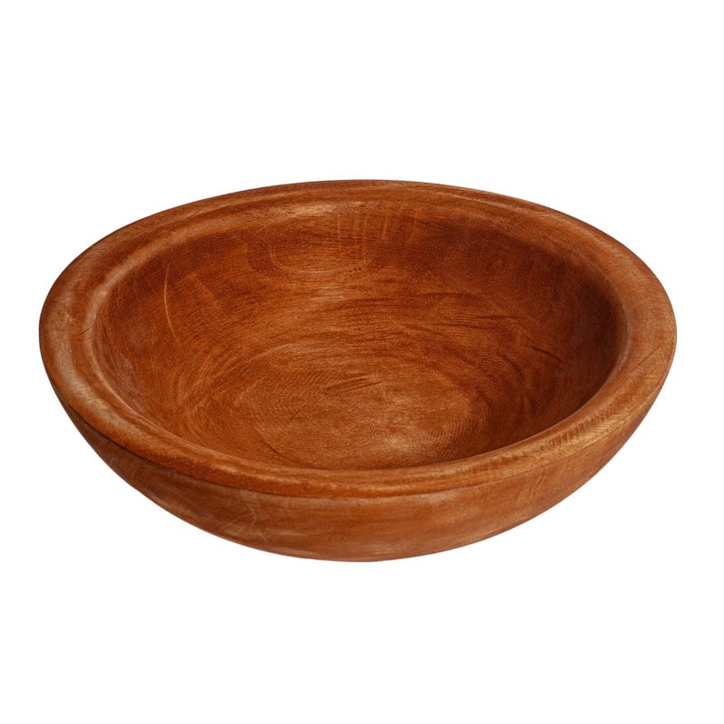 RUIRUICO Hand Carved Wooden Decorative Bowl for Home Entryway Decor, Wood Centerpiece Bowl for Coffee Table Decor, Wood Dough Bowl for Farmhouse Decor (Mahogany) - Image 1