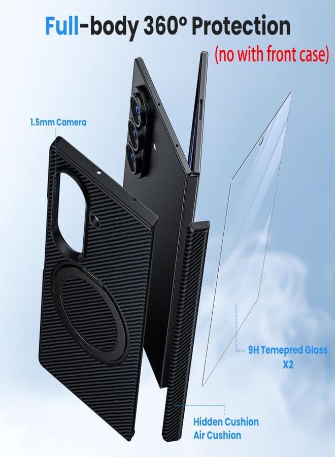 Hoerrye Z fold 7 Case Compatible with MagSafe - [2Pcs Screen Protector] [Military-Grade Drop Protection] Carbon Fiber Magnetic Cover with 360° Adjustable Stand for Samsung Galaxy Z fold 7, Black - Image 4