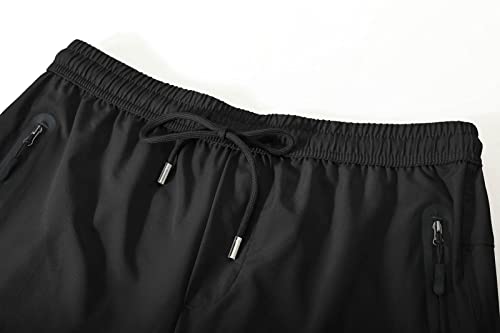 BASUDAM Men's Athletic Pants Thin Lightweight Quick Dry Zipper Pockets Outdoor Sports Pants for Running Jogging Hiking Black M - Image 4
