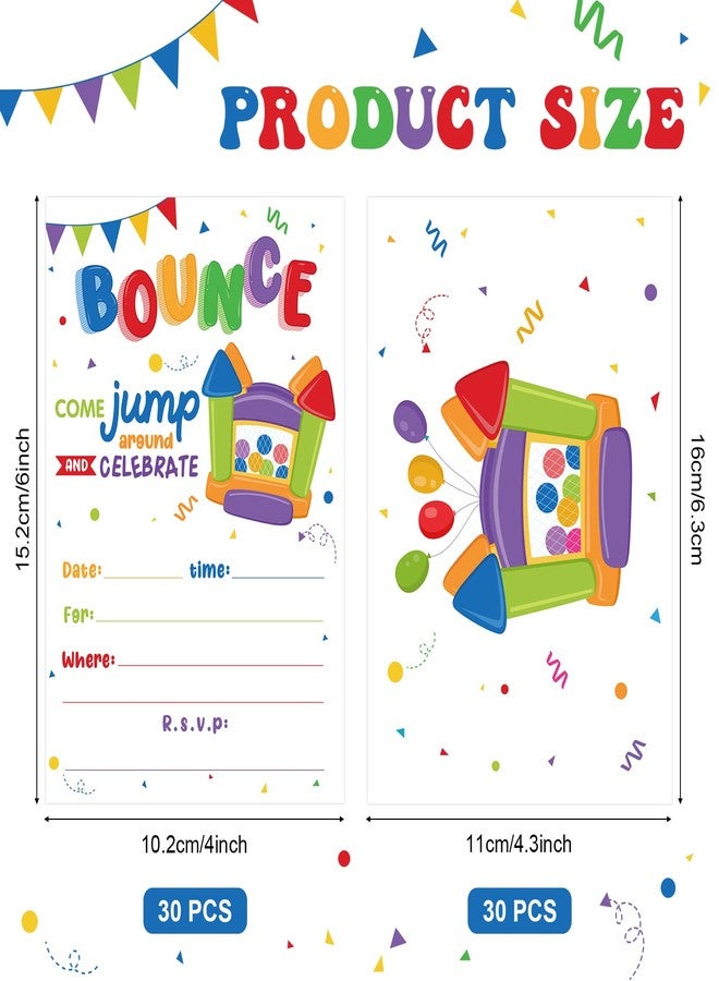 Nezyo 30 Count Bounce House Birthday Invitations Jumping Party Invitations Bounce Graduation Birthday Party Invite Card with 30 Castle Envelopes for Boy Girl Trampoline Jump Birthday Party(Blue) - Image 2