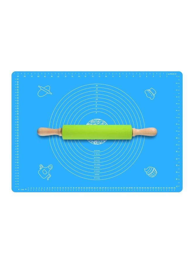 NIBEMINENT 2-Piece Baking Mat And Rolling Pin Multicolour 50 x 40cm - Image 1