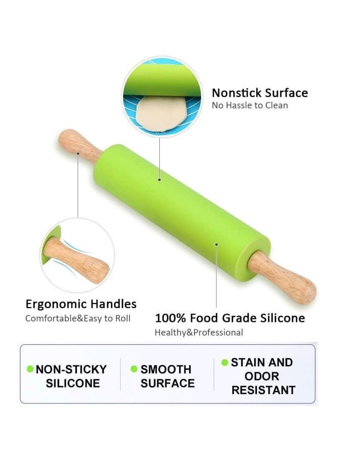 NIBEMINENT 2-Piece Baking Mat And Rolling Pin Multicolour 50 x 40cm - Image 3