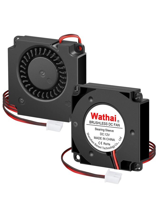 Wathai 2Packs 40mm x 40mm x 10mm 12V Turbo Blower Brushless Centrifugal Fan 2Pin - Image 1