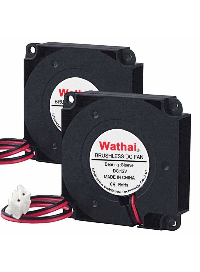 Wathai 2Packs 40mm x 40mm x 10mm 12V Turbo Blower Brushless Centrifugal Fan 2Pin - Image 4