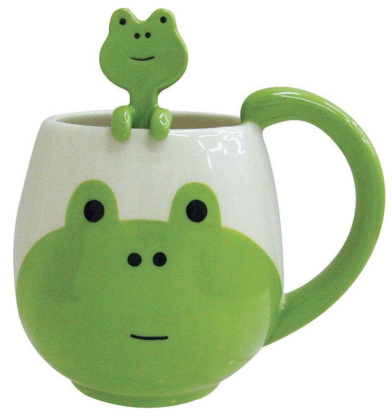 Decole Ceramic Frog Mug and Spoon, 12 oz. - Image 1