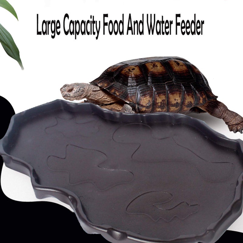 Tfwadmx Reptile Food and Water Bowl Set Luminous Bearded Dragon Dishes Tortoise Feeder Lizard Habitat Large and Small Amphibian Feeding Plates Terrarium DéCor for Turtle Gecko Snake Tegu Iguana 2 Pcs - Image 4