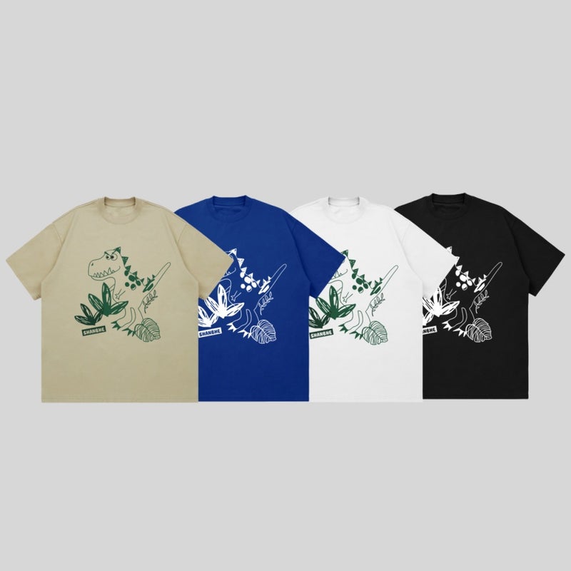 Trendy Brand Tyrannosaurus Rex Printed Men'S New Trendy Loose Casual Ins Short-Sleeved T-Shirt Trendy Half-Sleeved - Image 3