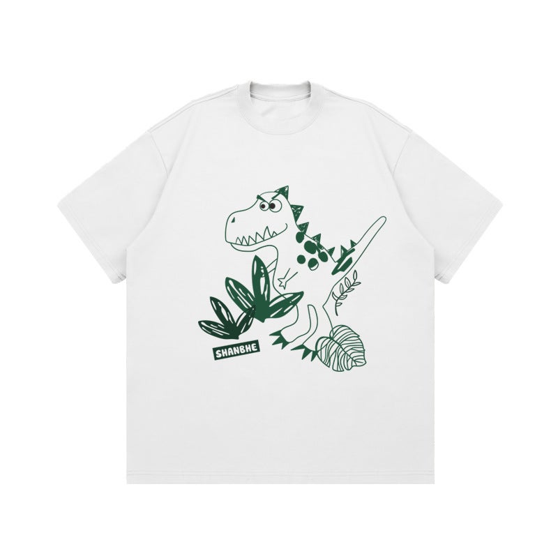 Trendy Brand Tyrannosaurus Rex Printed Men'S New Trendy Loose Casual Ins Short-Sleeved T-Shirt Trendy Half-Sleeved - Image 5