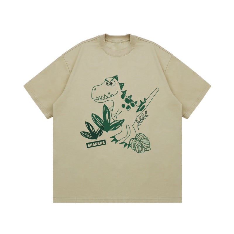 Trendy Brand Tyrannosaurus Rex Printed Men'S New Trendy Loose Casual Ins Short-Sleeved T-Shirt Trendy Half-Sleeved - Image 1