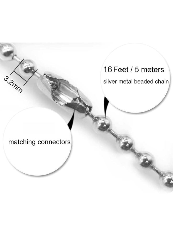 Fan Pull Chain, Metal Ceiling Fan Chain Extension, Diameter 3.2mm 16 Feet Long with 20 Pcs Connectors for Ceiling Fans and Light Fixtures Pull and DIY - Image 2