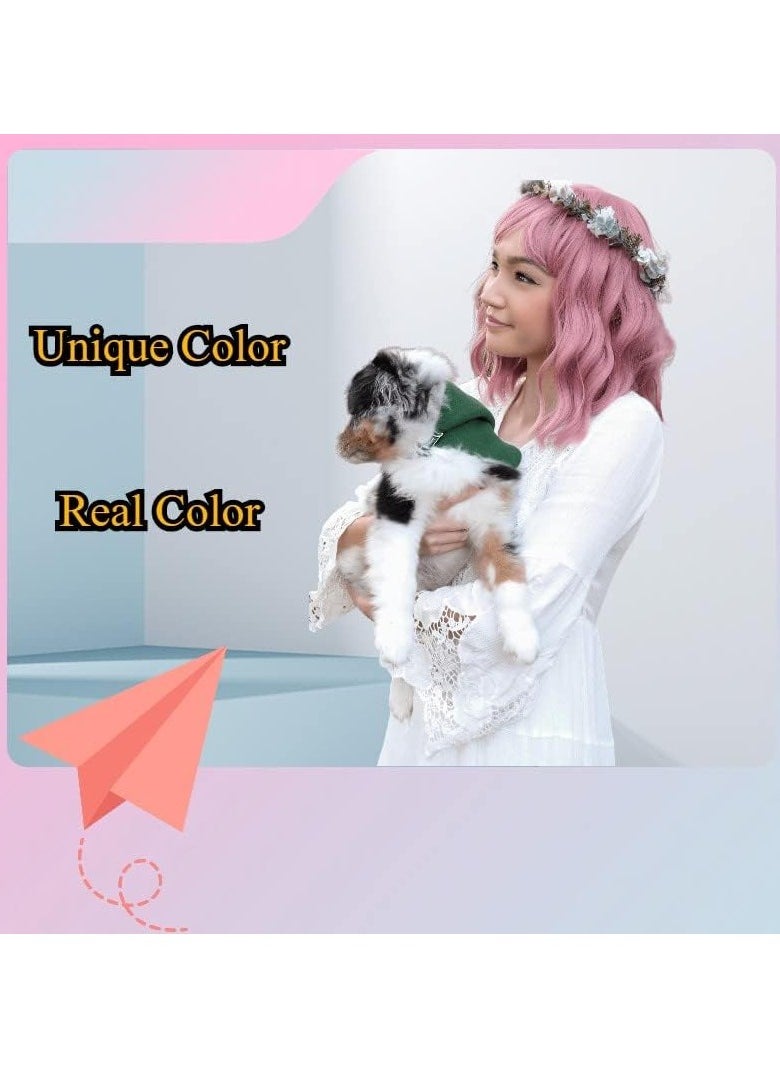 Estelle Fiber Heat Resistant BoBo Wig for Women Natural Looking Full Wigs for Daily Use Pink  - Image 4