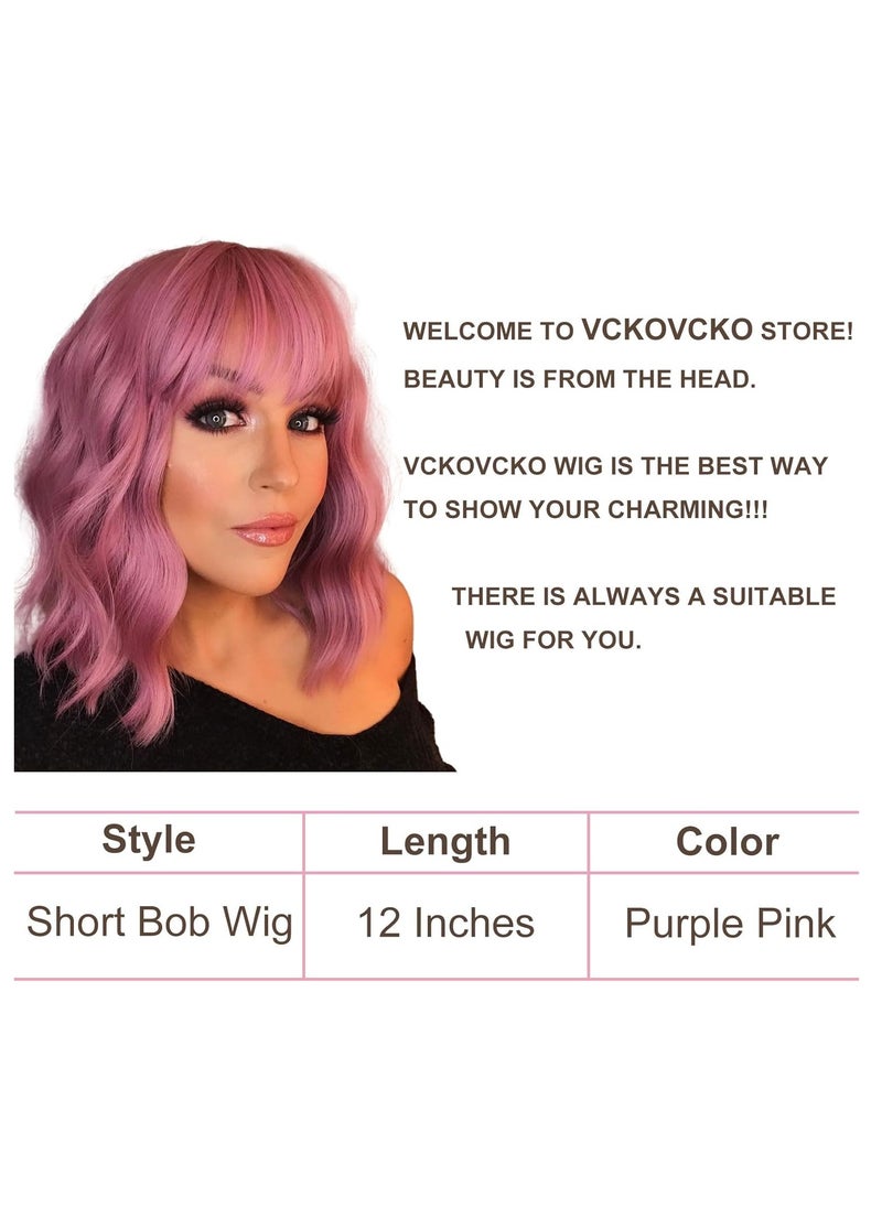 Estelle Fiber Heat Resistant BoBo Wig for Women Natural Looking Full Wigs for Daily Use Pink  - Image 2