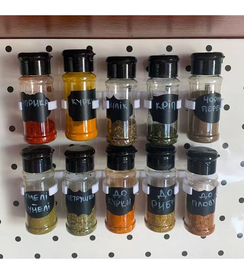 4pcs Black Drill Free Seasoning Jar Storage Rack 20 Clips For Cabinet Door Wall - Image 2