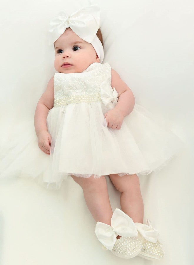 Lilax Baby Girl Lace Tulle Dress Pageant 3 Piece Party Outfit (9-12 Months, White) - Image 2