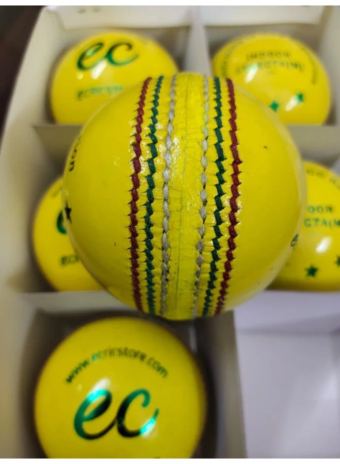 ecrictore Premium Cricket balls Yellow indoor Box of six - Image 2