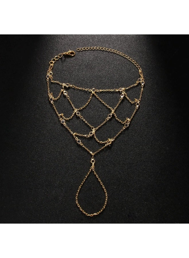 سوار شبكي من الأصابع إلى المعصم للنساء - سلسلة يد بلمسات ماسية، مجوهرات أنيقة وقابلة للطبقات - Image 3