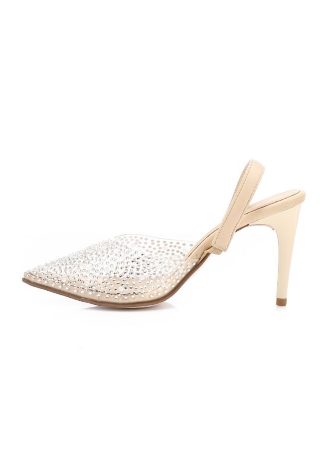 Mr.joe Crystal Clear Pointed Pumps - Beige - Image 2