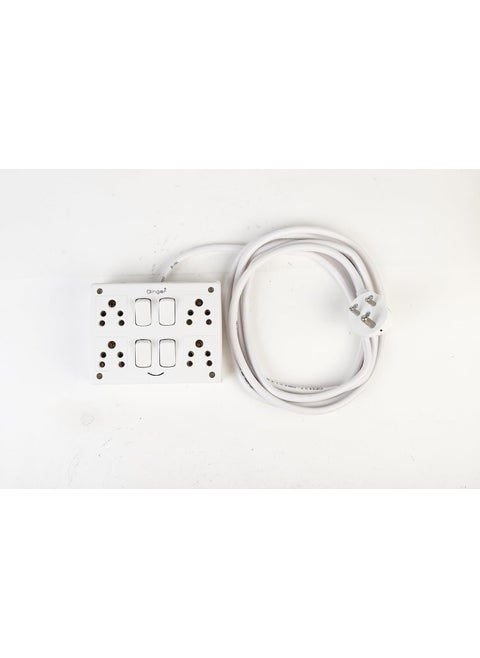 Ocko Electric PVC Extension Switch Board Four 5 Amp 5 Pin Socket Four Switch with 3 Pin Cord 2 Meter Long Cord for TV Fan ComputerPack of 1 White