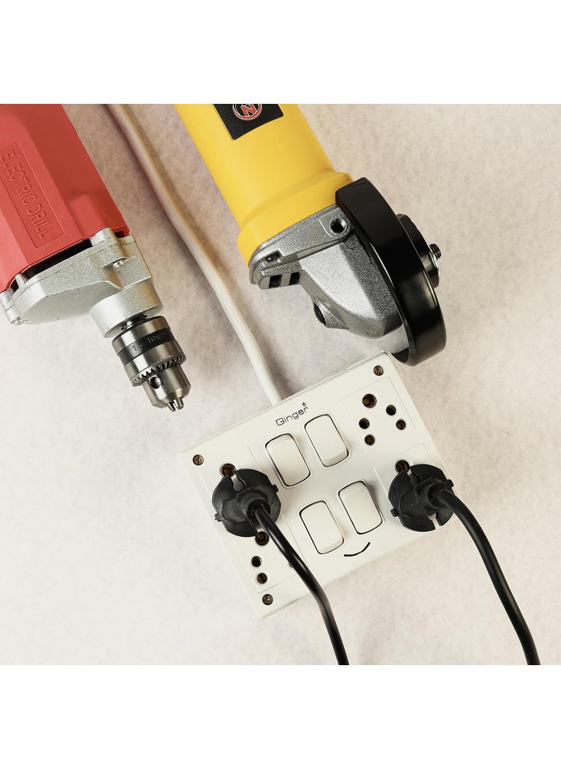 OCKO Ocko Electric PVC Extension Switch Board Four 5 Amp 5 Pin Socket Four Switch with 3 Pin Cord 2 Meter Long Cord for TV Fan ComputerPack of 1 White  - Image 4