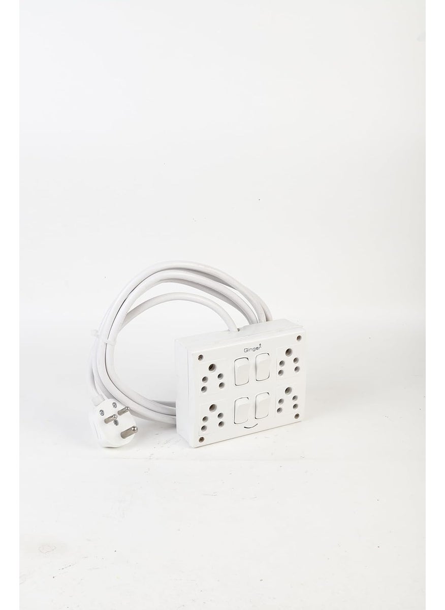 OCKO Ocko Electric PVC Extension Switch Board Four 5 Amp 5 Pin Socket Four Switch with 3 Pin Cord 2 Meter Long Cord for TV Fan ComputerPack of 1 White  - Image 2