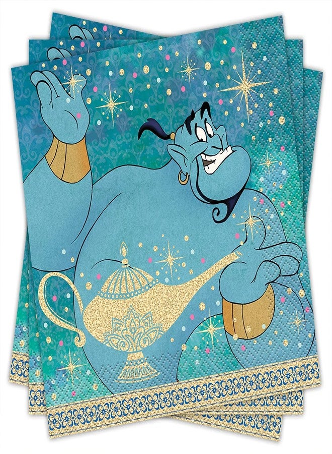 Unique Multicolor Disney Aladdin Luncheon Napkins (16 Count) - Perfect for Aladdin Fans and Disney Themed Birthday Celebrations - Image 1